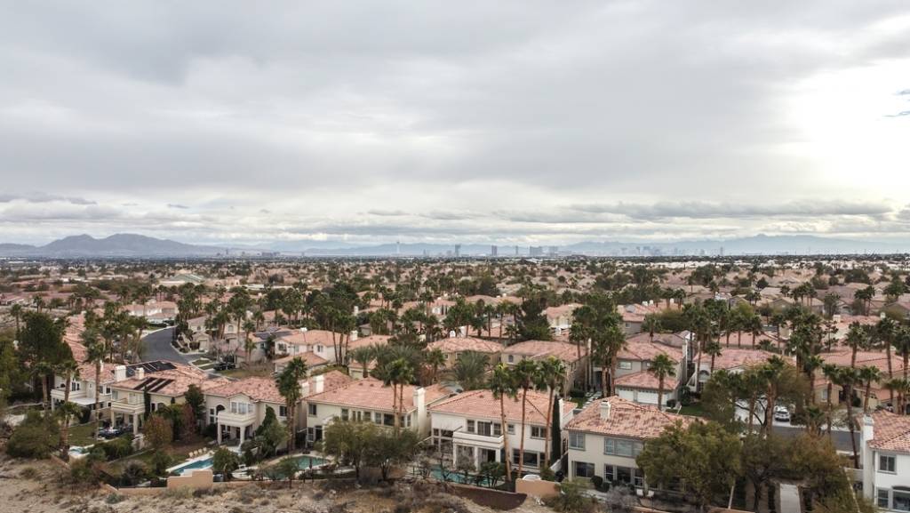 An aerial view of a Las Vegas neighborhood 